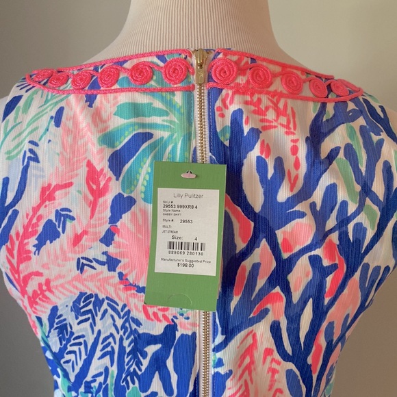 Robe Lilly Pulitzer GABBY SHIFT Multi-coques - Taille 4 Ou 6, Bleu Blanc Rose - Neuf Avec étiquettes